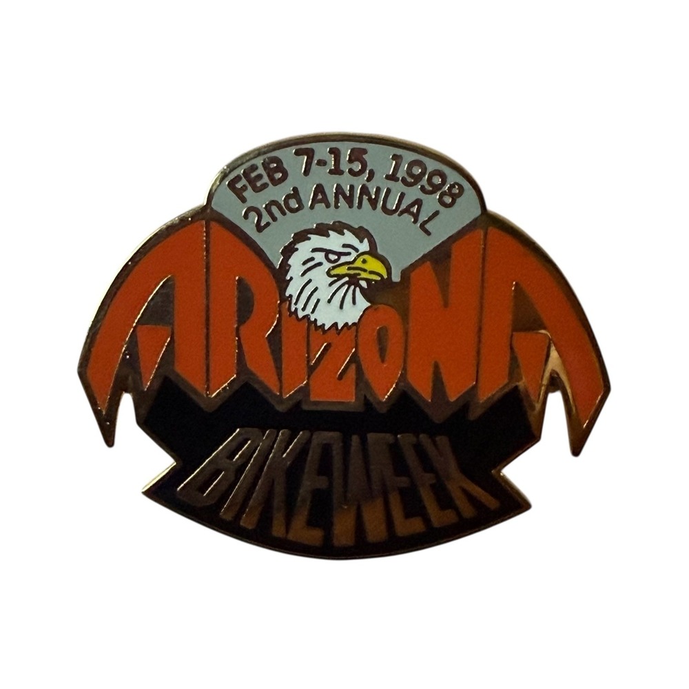 Vintage 1998 Arizona Bike Week 2nd Annual Enamel Pin Eagle Motorcycle Rally